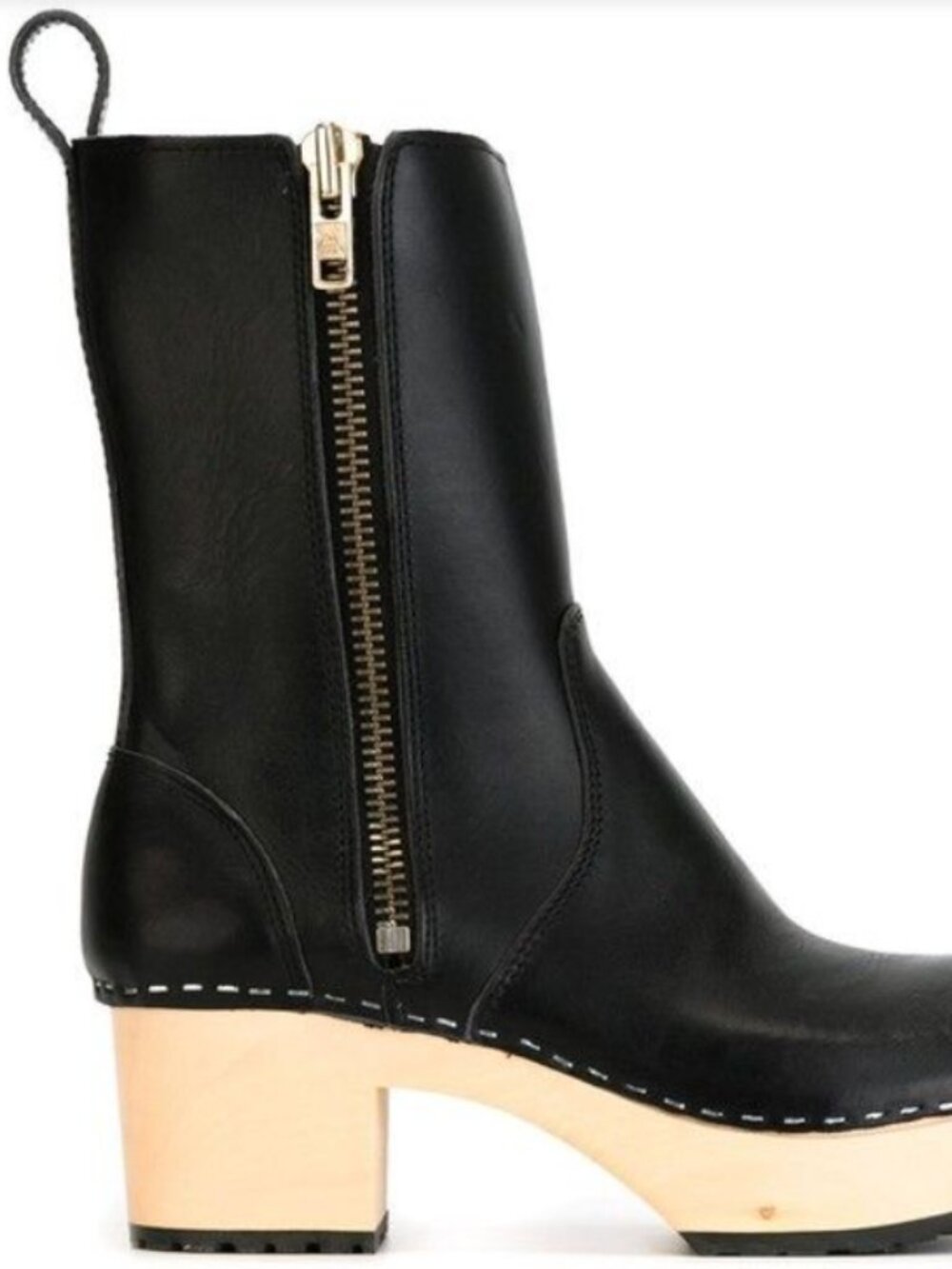 Swedish Hasbeens Zip It Plateau Black Leather Boots EU 38 $430